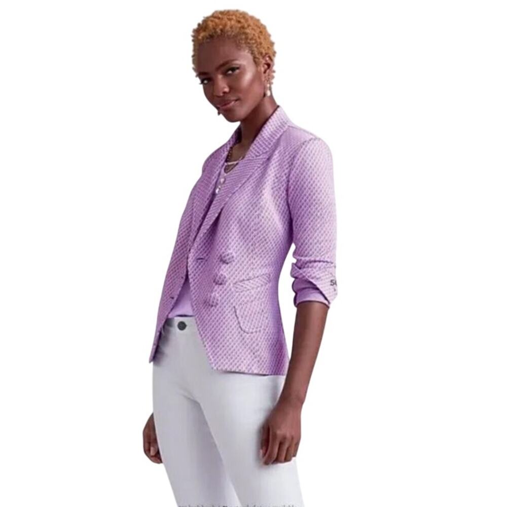 CAbi Lavender Textured Double-Breasted Blazer